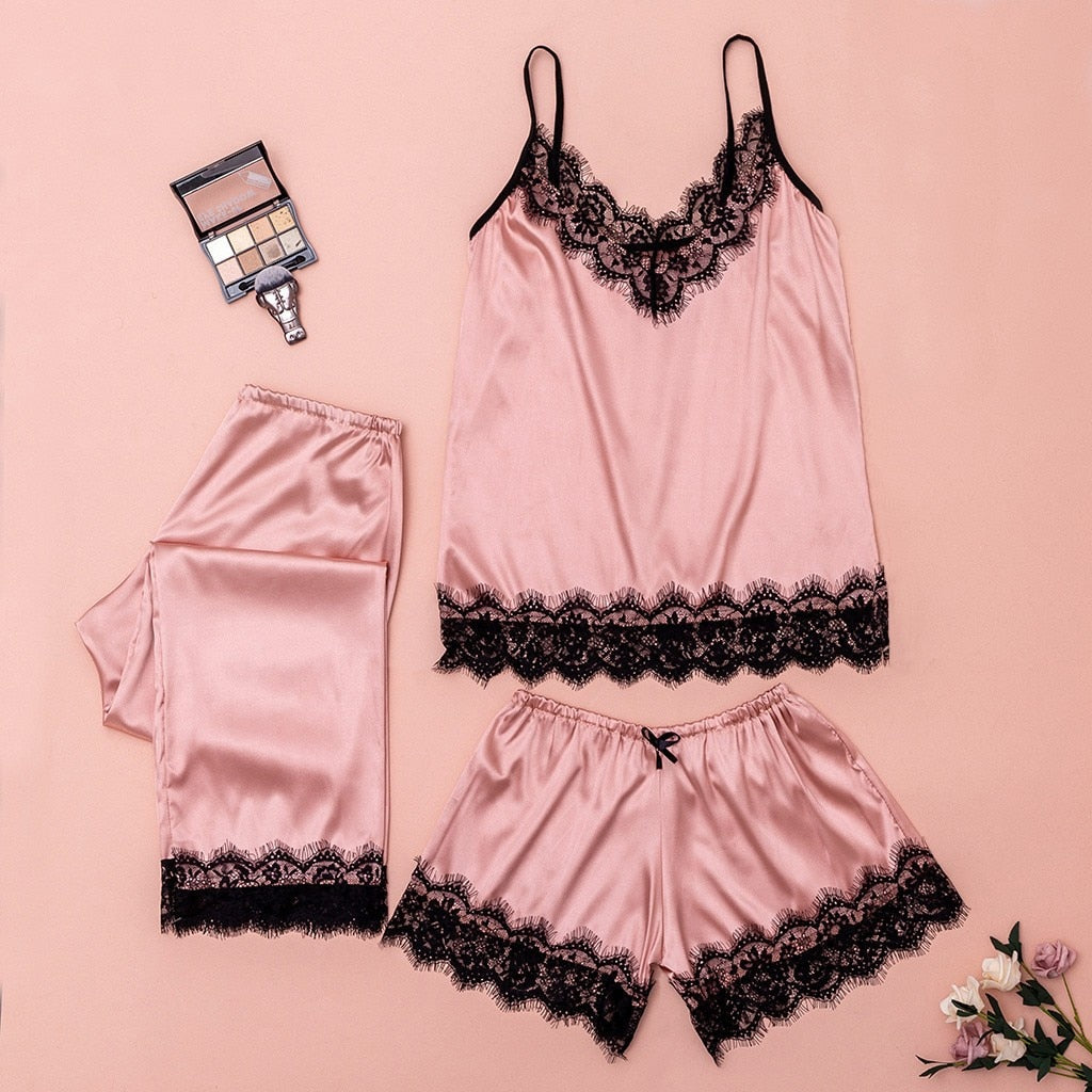 Pyjama en satin 2pcs, 3pcs-Velonjara-Secret