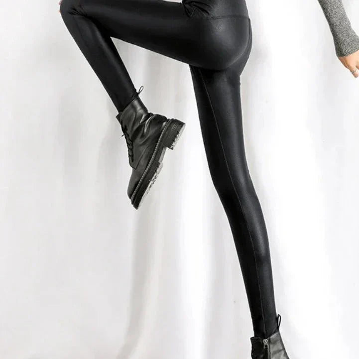 Leggings amincissants en simili cuir