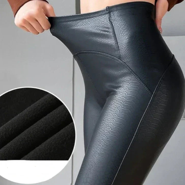 Leggings amincissants en simili cuir