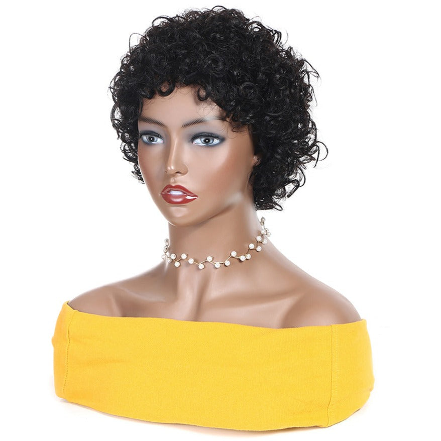 Perruque Afro naturelle bouclée, coupe Pixie, cheveux courts